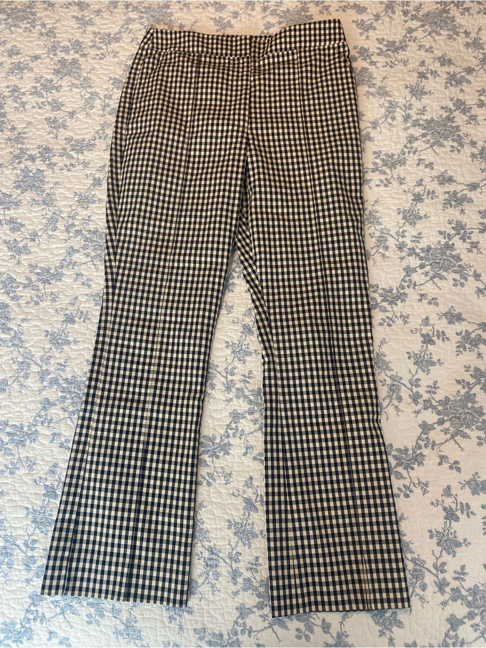 Veronica Beard Tani Gingham Pant Black Ecru Size 12